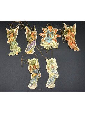Vintage Merrimack Cardboard Die Cut Victorian Angel Two Sided Christmas Ornament